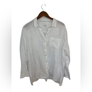 J Jill Love Linen Women’s Button Down Shirt Size XL White Beachy Coastal Grandma